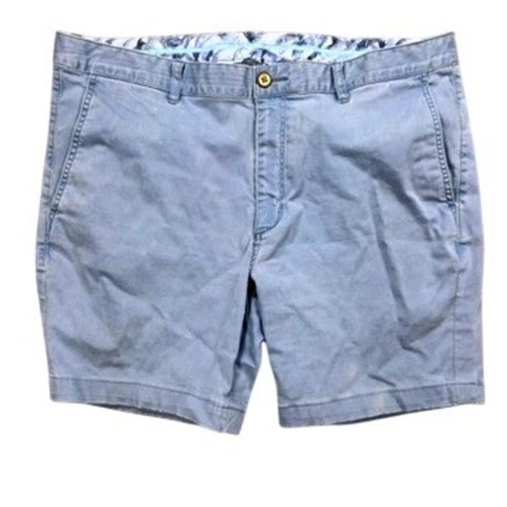 Tommy Bahama Chino Shorts Mens 38 Blue Cotton Tencel Blend Flat Front‎ Stretch